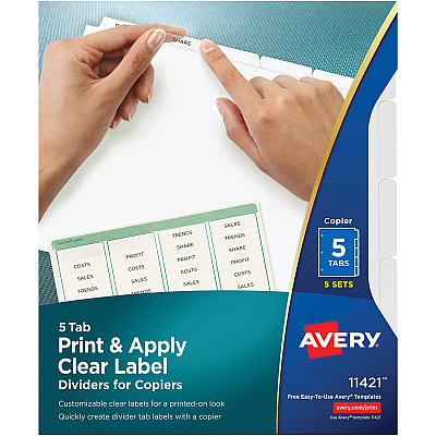 Avery Print & Apply Clear Label Dividers - Index Maker Easy Peel Printable Labels (AVE11421)