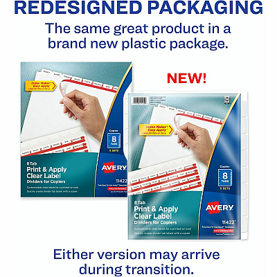 Avery Print & Apply Clear Label Dividers - Index Maker Easy Peel Printable Labels (AVE11422)