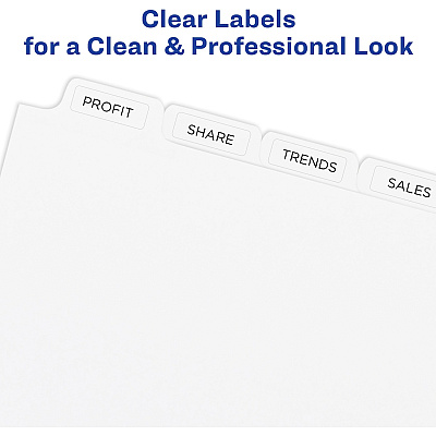 Avery Print & Apply Clear Label Dividers - Index Maker Easy Peel Printable Labels (AVE11422)