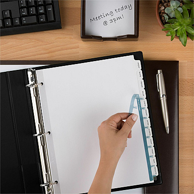 Avery(R) 12 Tab Dividers for 3 Ring Binder, Easy Print & Apply Clear Label Strip, Index Maker(R) Customizable White Tabs, 5 Sets (AVE11429)