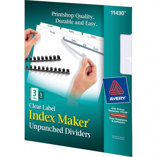 Avery Print & Apply Label Unpunched Dividers - Index Maker Easy Apply Label Strip (11430)