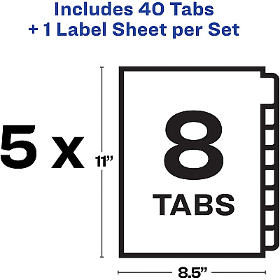 Avery Print & Apply Label Unpunched Dividers - Index Maker Easy Apply Label Strip (AVE11432)