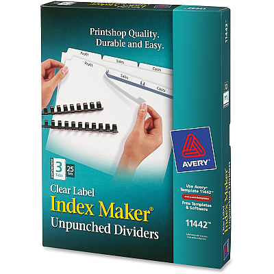 Avery Print & Apply Label Unpunched Dividers - Index Maker Easy Apply Label Strip (AVE11442)