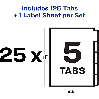 Avery Print & Apply Label Unpunched Dividers - Index Maker Easy Apply Label Strip (AVE11443)