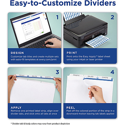 Avery Print & Apply Clear Label Dividers - Index Maker Easy Apply Label Strip (AVE11445)
