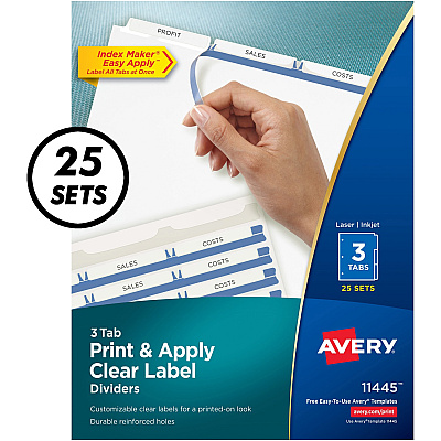 Avery Print & Apply Clear Label Dividers - Index Maker Easy Apply Label Strip (AVE11445)