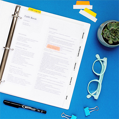 Avery(R) 5 Tab Plastic Dividers for 3 Ring Binder, Easy Print & Apply Clear Label Strip, Index Maker(R) Customizable Frosted White Tabs, 1 Set (AVE11449)