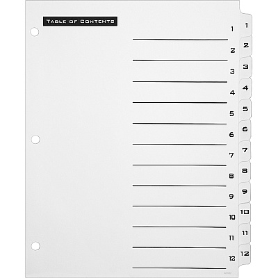 Avery B/W Print Table of Contents Tab Dividers (AVE11672)