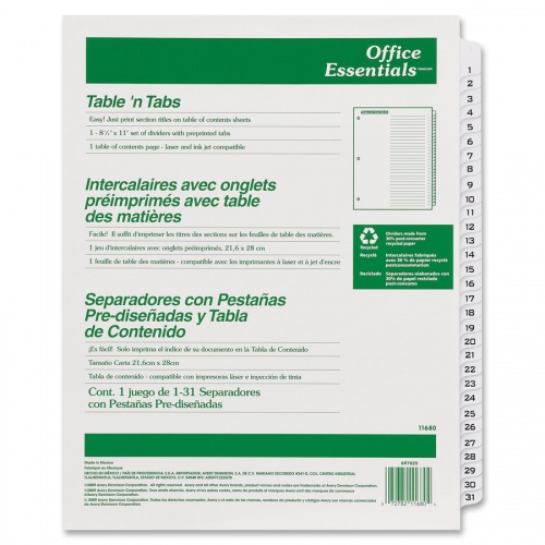 Avery Table 'N Tabs Daily Dividers (11680)