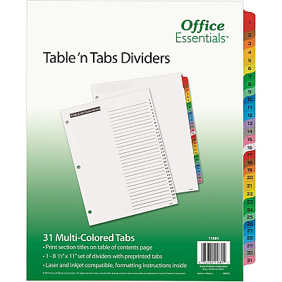 Avery Table 'N Tabs Daily Dividers (AVE11681)