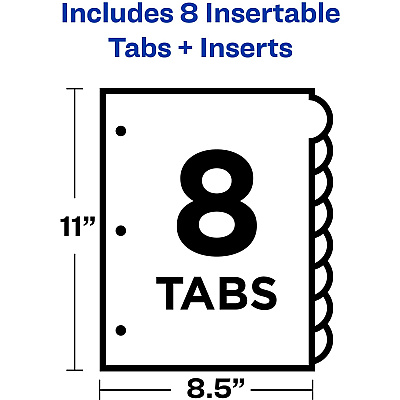 Avery Big Tab Insertable Dividers, Buff Paper, 8 Multicolor Tabs (AVE23284)