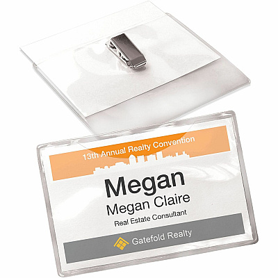 Avery Garment Friendly Clip Style Name Badge Kitfor Laser and Inkjet Printers (AVE74461)