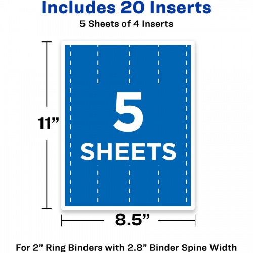 Avery(R) Binder Spine Inserts, 2 Inch Binders, 20 Inserts (89107)