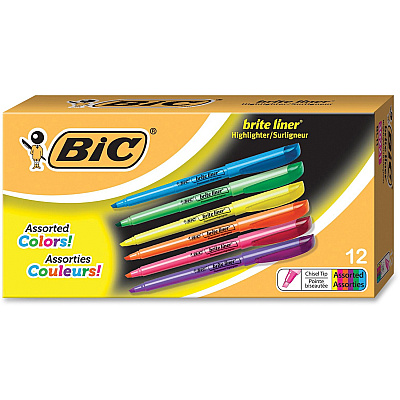 BIC Brite Liner Highlighter, Assorted, 12 Pack (BICBL11AST)