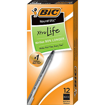 BIC Round Stic Ballpoint Pens (BICGSM11BK)