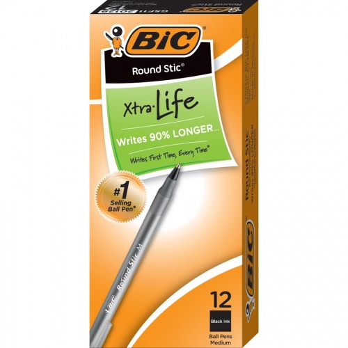 BIC Round Stic Ballpoint Pens (GSM11BK)