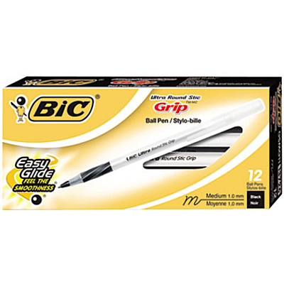 BIC Round Stic Grip Ballpoint Pen (BICGSMG11BK)