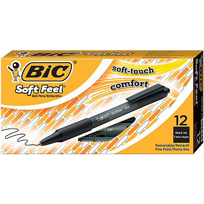 BIC SoftFeel Retractable Ball Pens (BICSCSF11BK)