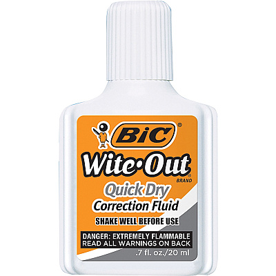 BIC Quick Dry Correction Fluid, White, 12 Pack (BICWOFQD12WE)