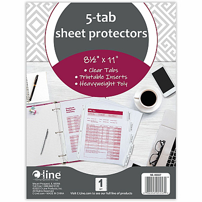 C-Line Heavyweight Poly Sheet Protectors with Index Tabs (CLI05557)