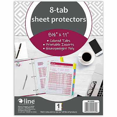 C-Line Heavyweight Poly Sheet Protectors with Index Tabs (CLI05580)