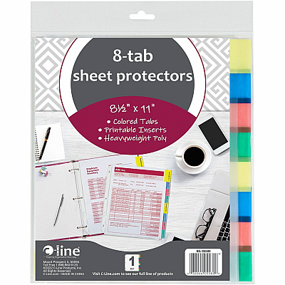 C-Line Heavyweight Poly Sheet Protectors with Index Tabs (CLI05580)