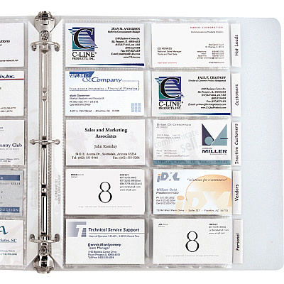 C-Line Business Card Holder Pages with Index Tabs for Ring Binders, Poly (CLI61117)