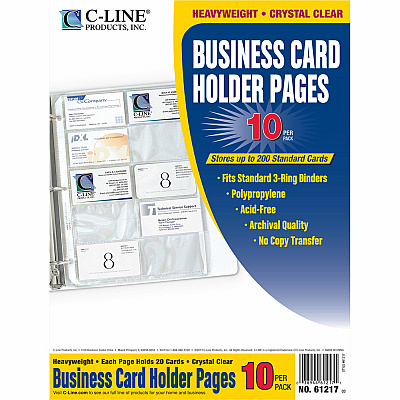 C-Line Business Card Holder Pages for Ring Binders, Poly (CLI61217)