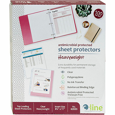 C-Line Heavyweight Poly Sheet Protectors with Antimicrobial Protection (CLI62033)