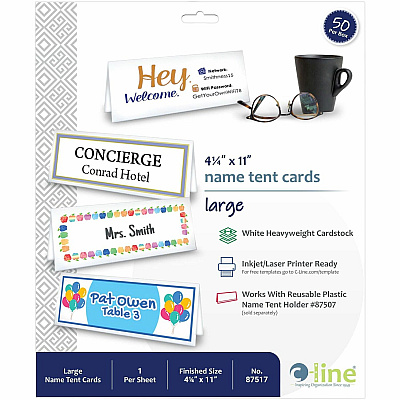 C-Line Scored Name Tent Cardstock for Laser/Inkjet Printers (CLI87517)