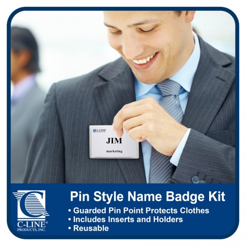 C-Line Pin Style Name Badge Holder Kit (94043)