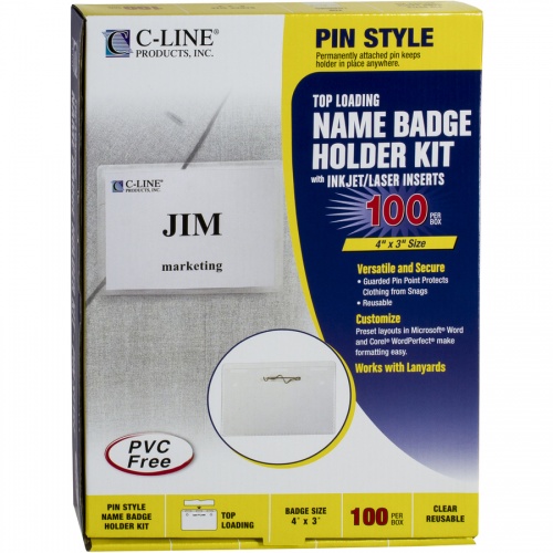 C-Line Pin Style Name Badge Holder Kit (94043)