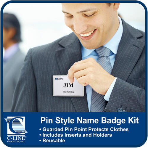 C-Line Pin Style Name Badge Holder Kit (94223)
