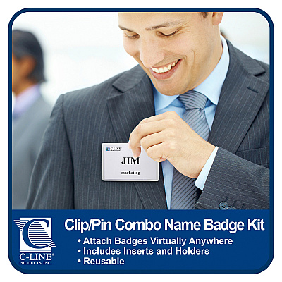 C-Line Clip/Pin Combo Style Name Badge Holder Kit (CLI95723)