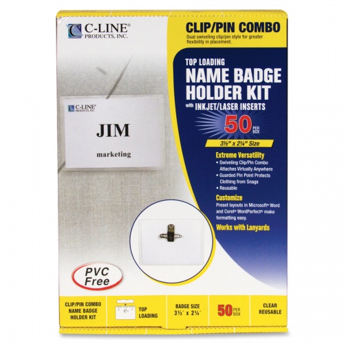 C-Line Clip/Pin Combo Style Name Badge Holder Kit (95723)
