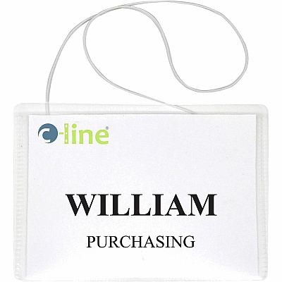 C-Line Hanging Style Name Badge Kit with White Elastic Cord (CLI96043)