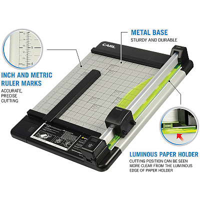 CARL Heavy-Duty Metal Base 12" Paper Trimmer (CUI12210)