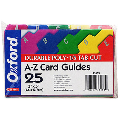 Oxford A-Z Poly Filing Index Cards (OXF73153)