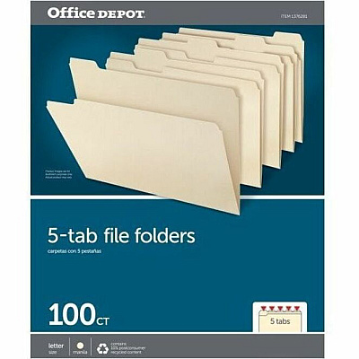 Pendaflex Essentials 1/5 Tab Cut Letter Recycled Top Tab File Folder (PFX75215)