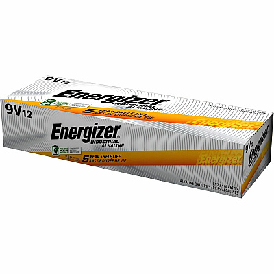 Energizer Industrial 9V Batteries, 9 Volt Energizer Industrial Alkaline Batteries, 1 Pack (EVEEN22)