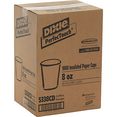 Dixie PerfecTouch 8 oz Insulated Paper Hot Coffee Cups by GP Pro (DXE5338CDPK)