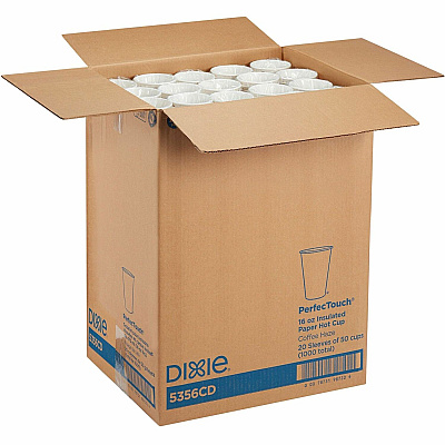 Dixie PerfecTouch 16 oz Insulated Paper Hot Coffee Cups by GP Pro (DXE5356CD)