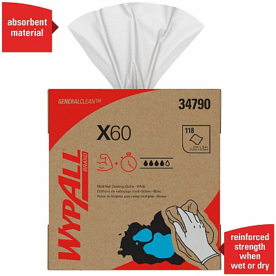 Wypall GeneralClean X60 Multi-Task Cleaning Cloths - Pop-Up Box (KCC34790BX)