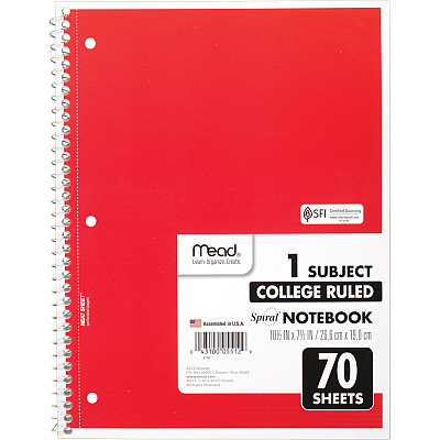 Mead One-subject Spiral Notebook (MEA05512)