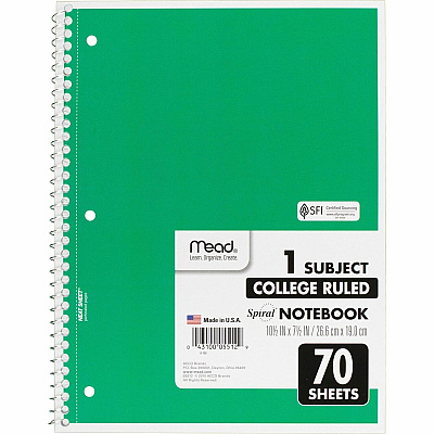 Mead One-subject Spiral Notebook (MEA05512)