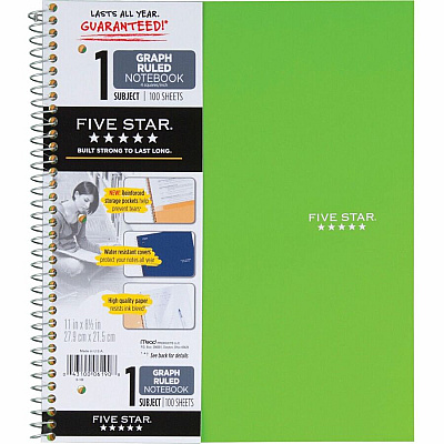 Mead 1-subject Graph Ruled Notebook - Letter-size (MEA06190)