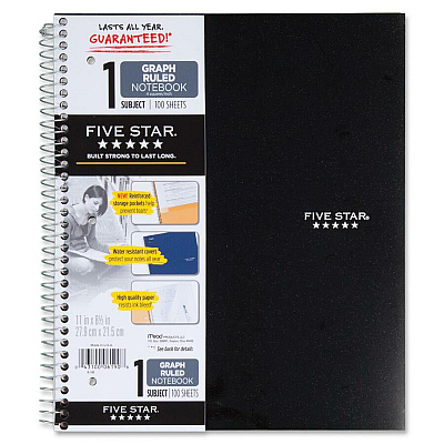 Mead 1-subject Graph Ruled Notebook - Letter-size (MEA06190)