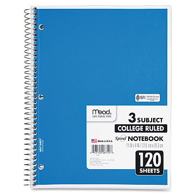 Mead 3-Subject Wire-bound Notebook - Letter-size (MEA06710)