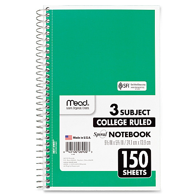 Mead 3-Subject Wirebound College Rule Notebook (MEA06900)