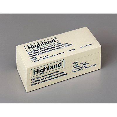 Highland Self-Sticking Notepads (MMM6539YW)